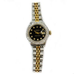 Ladies Two-Tone Rolex Oyster Perpetual Datejust Diamond Bezel Watch, Case/Box