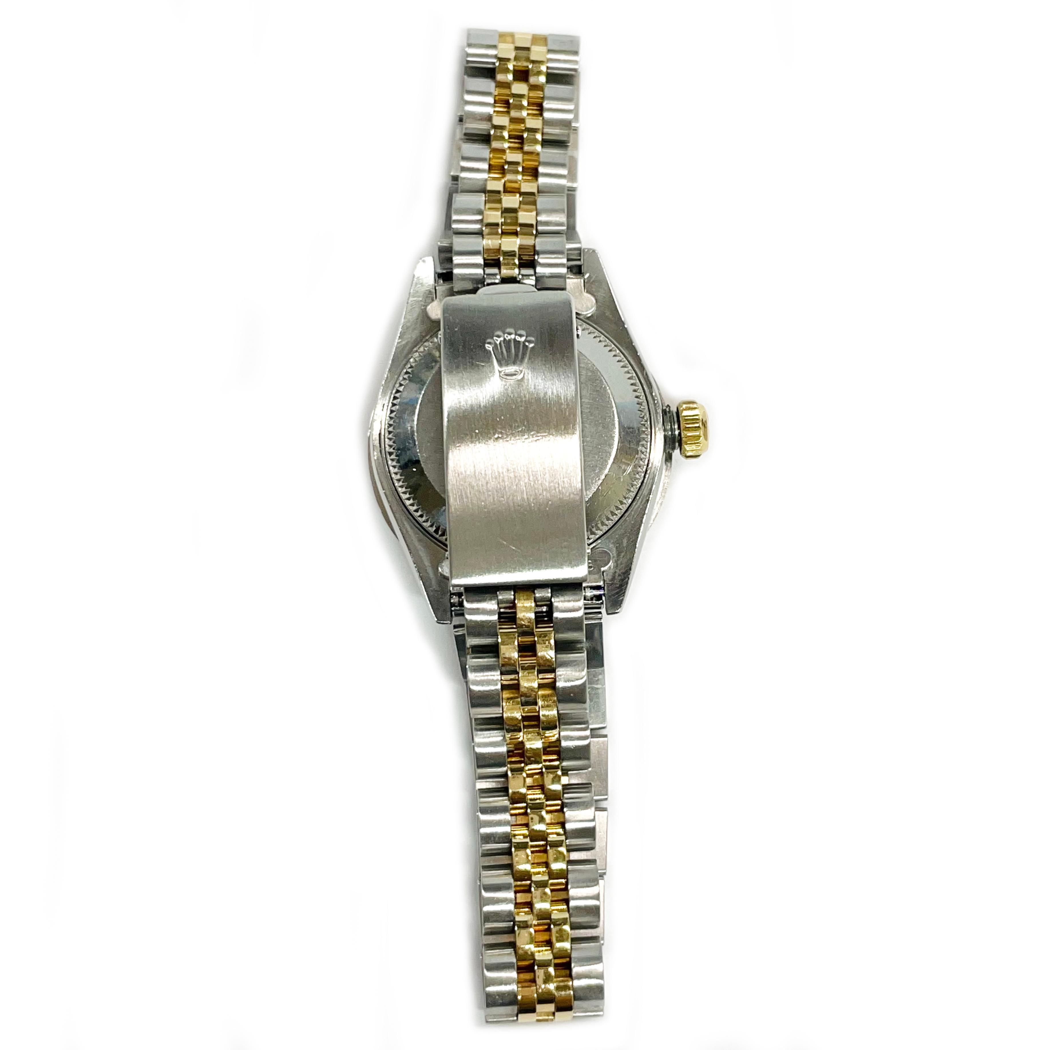 Round Cut Ladies Two-Tone Rolex Oyster Perpetual Datejust Diamond Bezel Watch, Case/Box