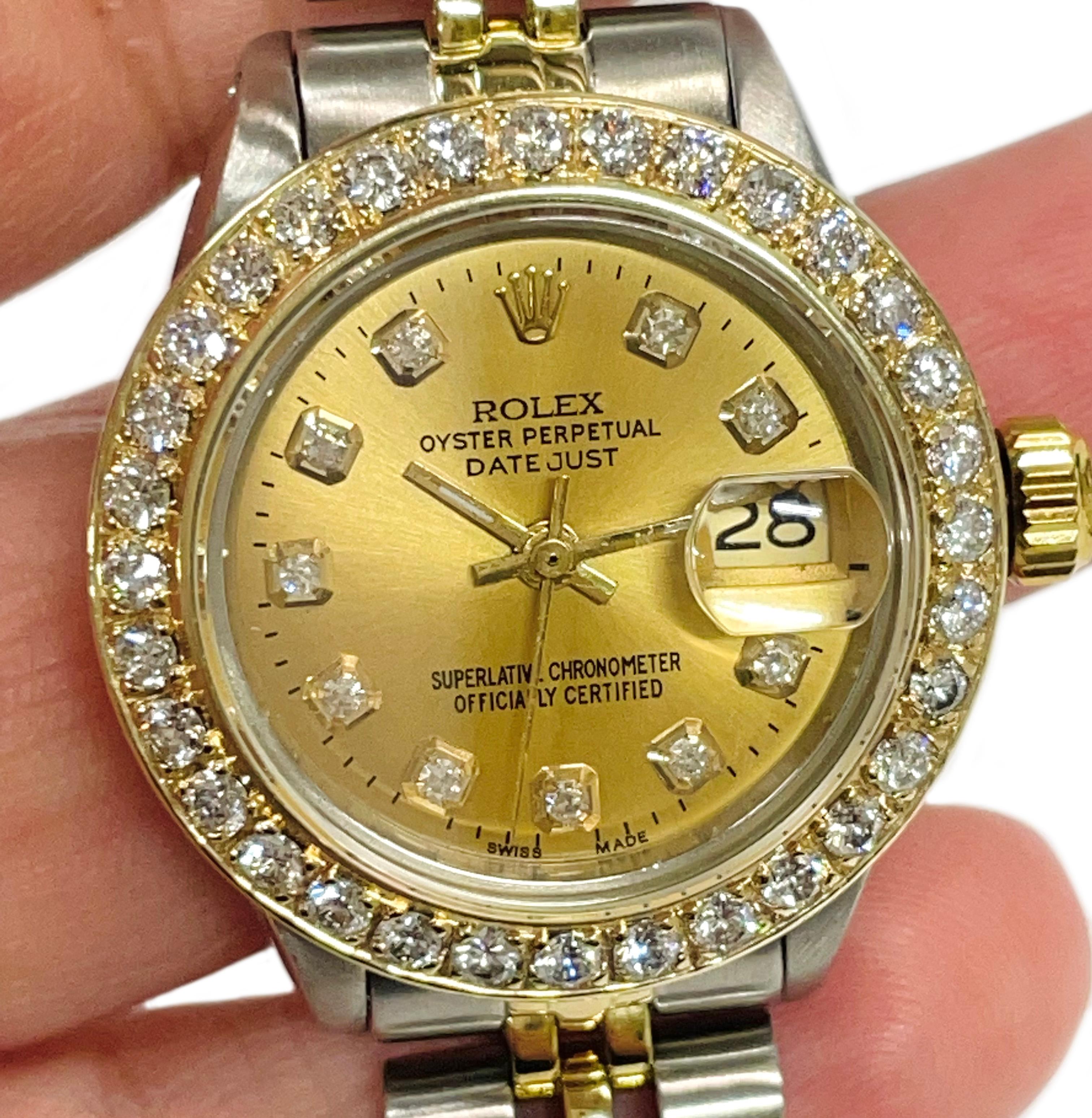 Ladies Two Tone Rolex Oyster Perpetual Datejust Diamond Bezel Watch At Ladies Two Tone Rolex Oyster Perpetual Datejust Diamond Bezel Watch At