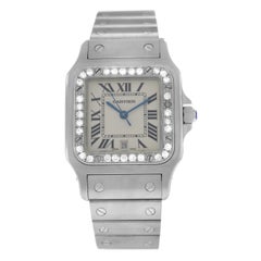 Ladies Unisex Cartier Santos Galbee 1564 Steel Diamond Quartz Watch