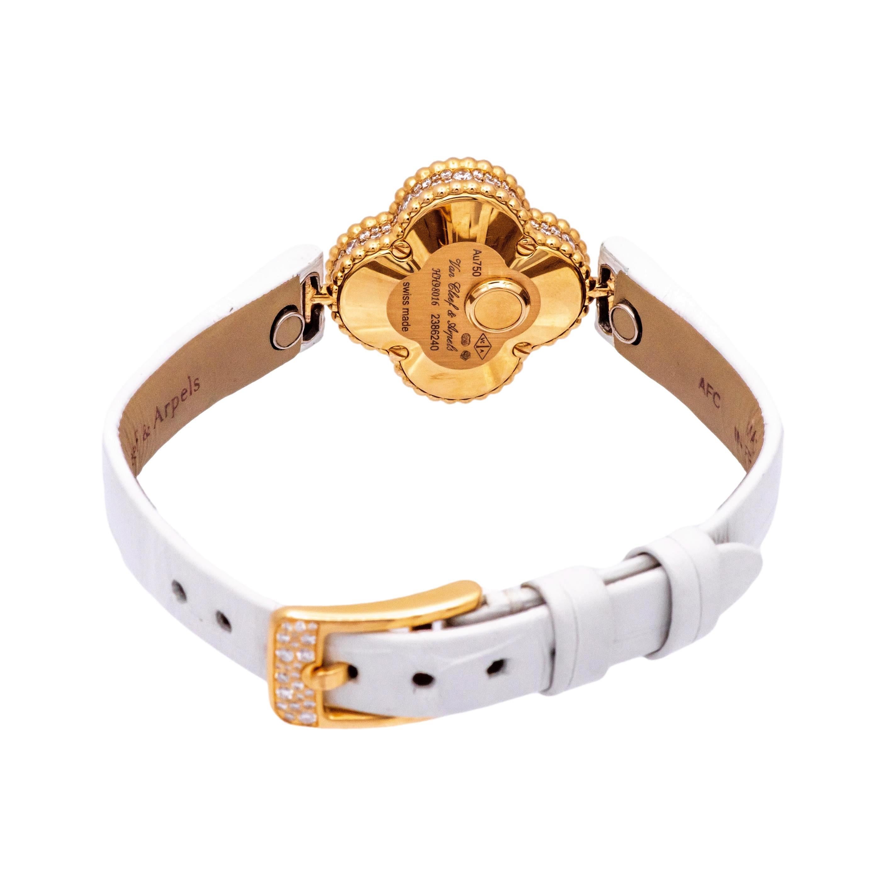 Modern Ladie's Van Cleef & Arpels 18K Rose Gold Sweet Alhambra Diamond Watch 23mm