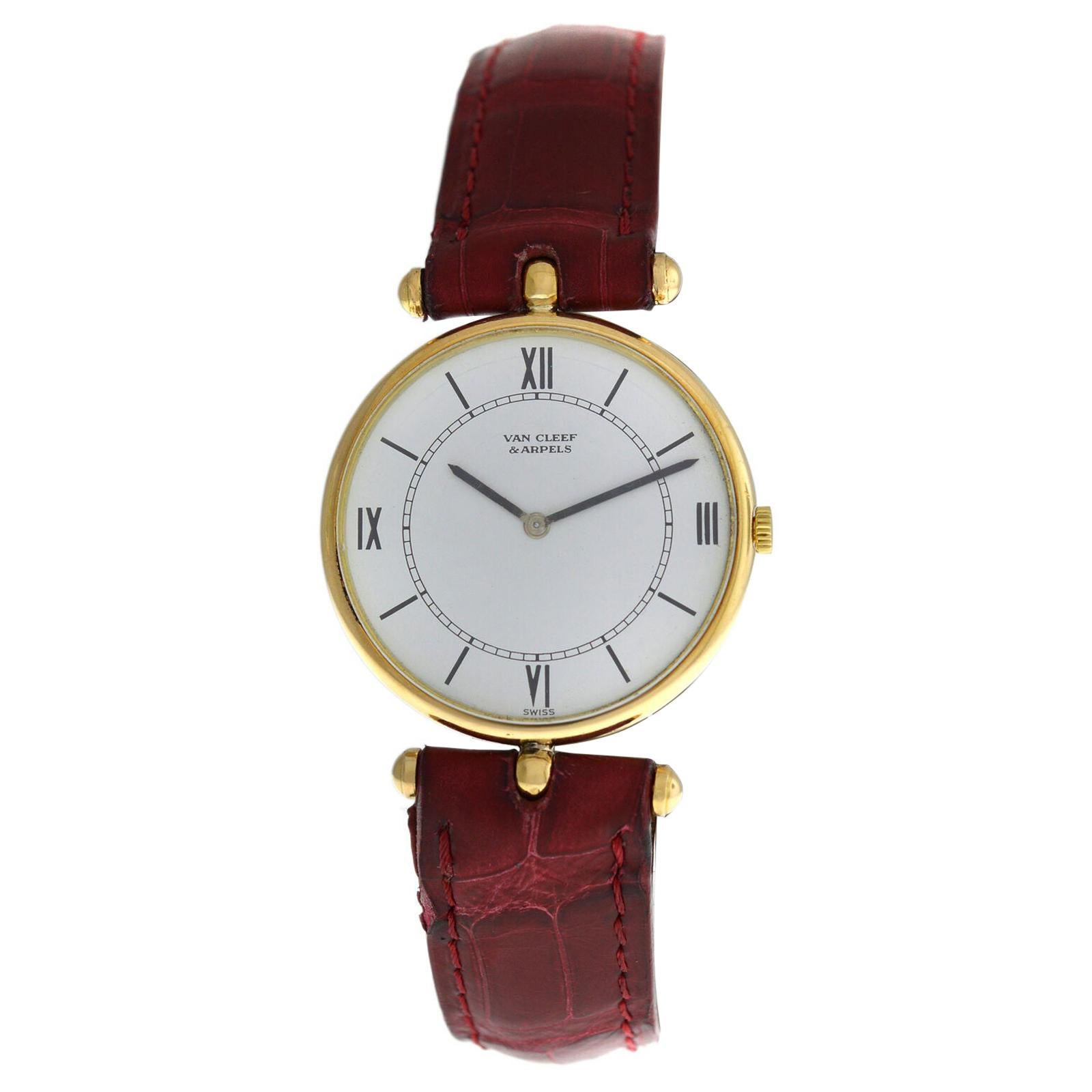 Ladies Van Cleef & Arpels Ref. 9065 Solid 18 Karat Yellow Gold Mechanical Watch For Sale