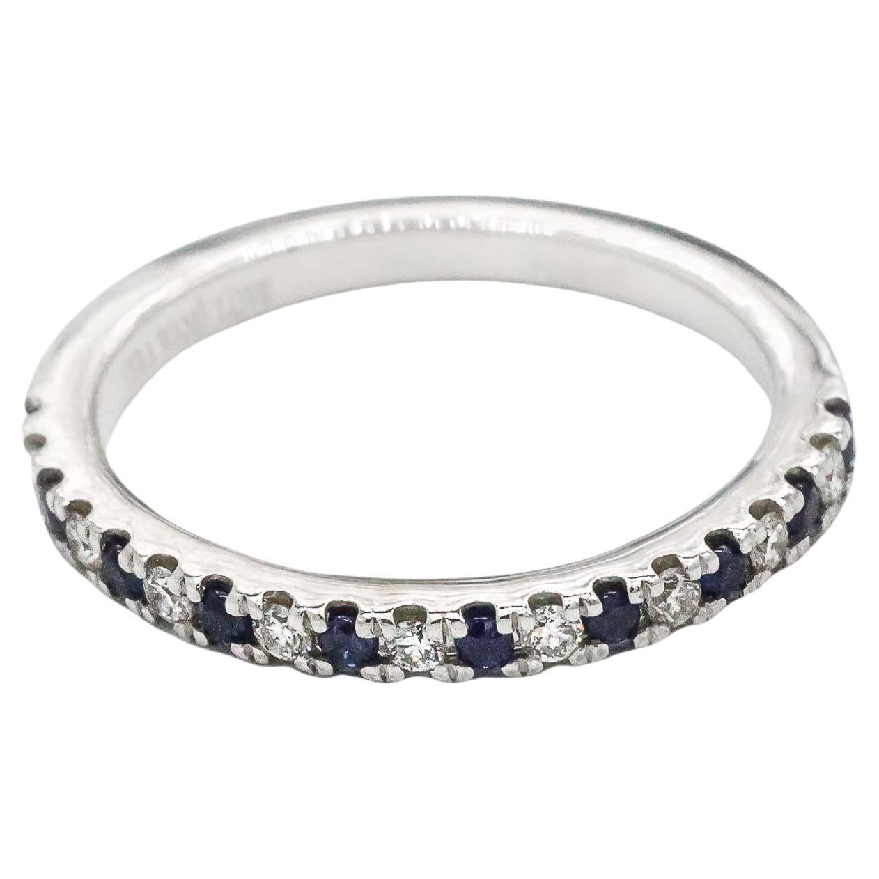1.27 Carats Signed Vera Wang Diamond and Sapphire Wedding Ring For Sale