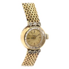 Ladies Vintage 14 Karat Yellow Gold and Diamond Omega Dress Watch