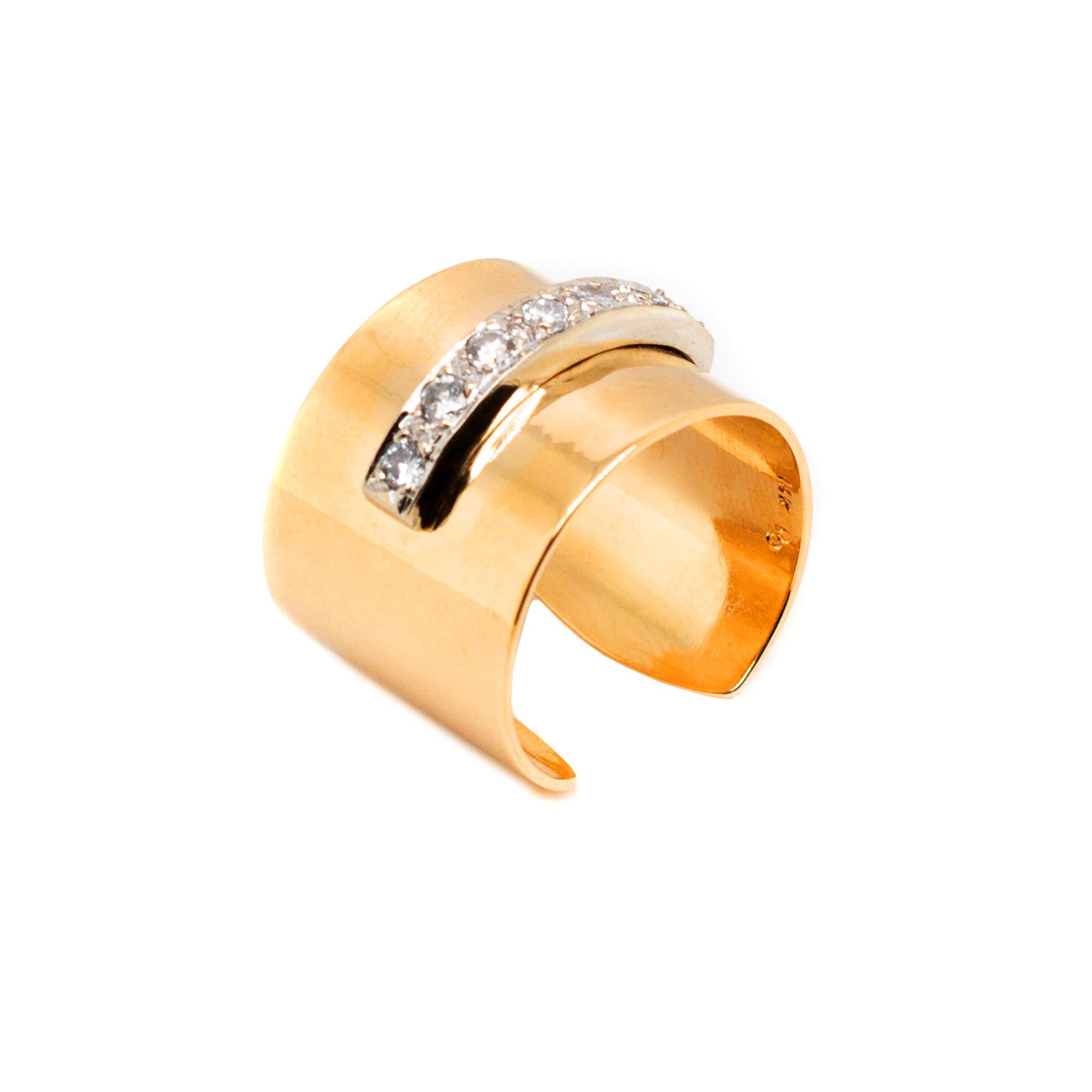 Women's Ladies Vintage 14K Yellow Gold Diamond Open Wedding Band Ring For Sale
