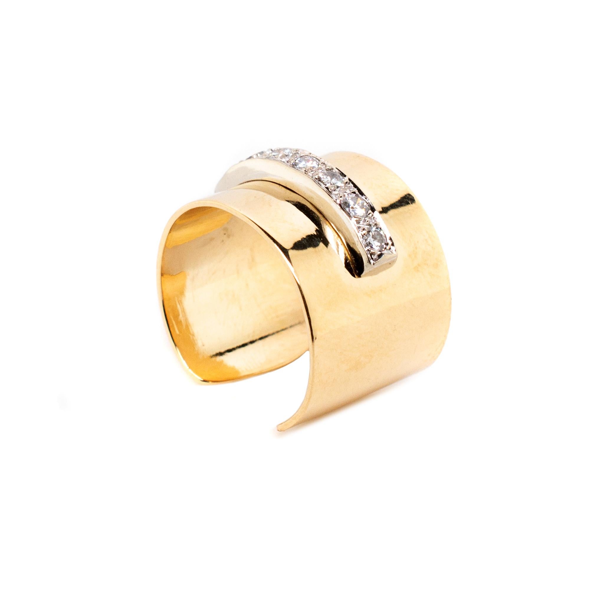 Ladies Vintage 14K Yellow Gold Diamond Open Wedding Band Ring For Sale 3