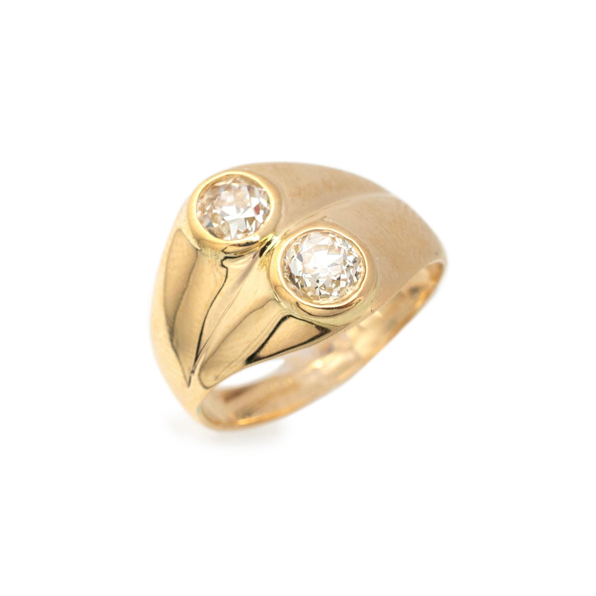 Gender: Ladies

Metal Type: 14K Yellow Gold

Size: 5.5

Shank Maximum Width: 13.10 mm tapering to 3.10 mm

Weight: 5.30 grams

Ladies 14K yellow gold diamond cocktail ring with a tapered comfort-fit shank.

Pre-owned in excellent condition. Might