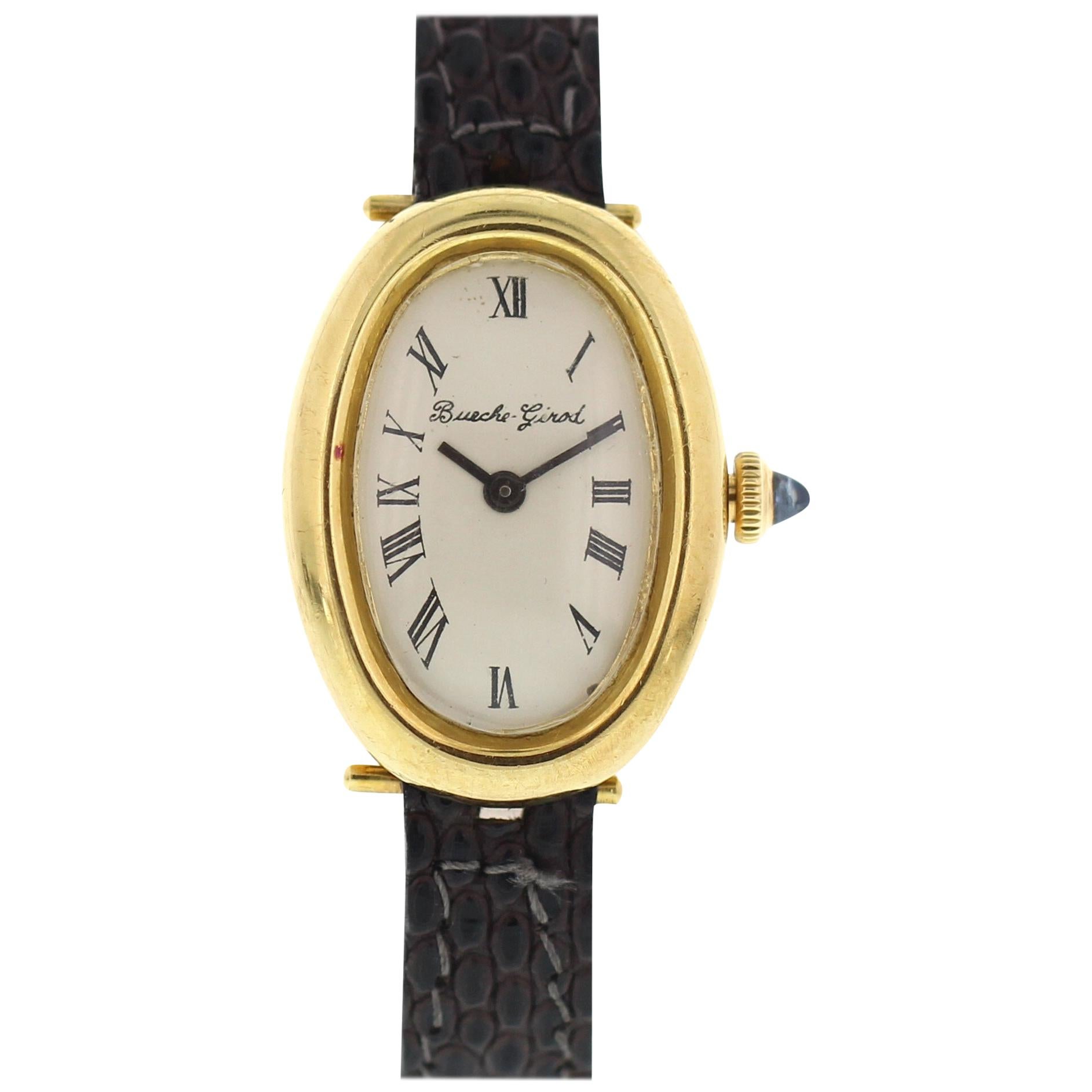 Ladies Vintage 18 Karat Yellow Gold Bueche Girod Watch For Sale