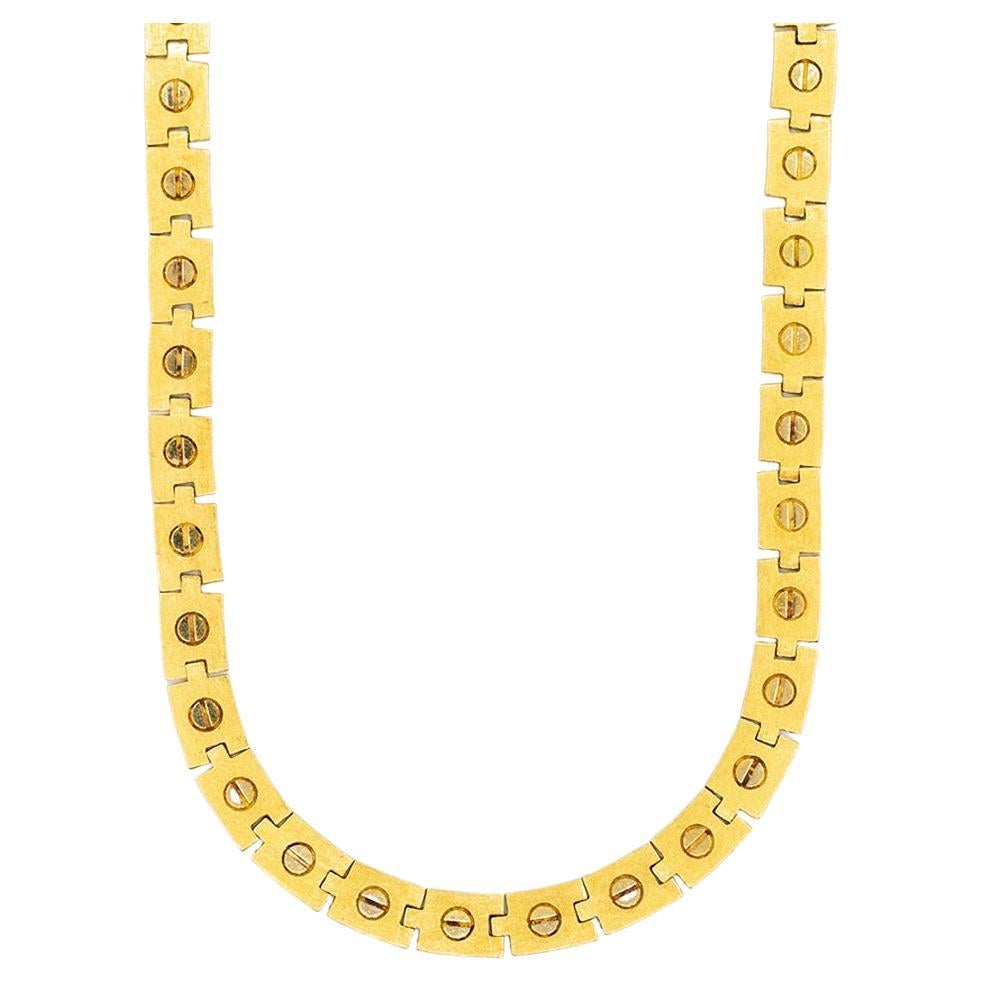 Ladies Vintage 18K Yellow Gold Screws Link Filigree Chain For Sale