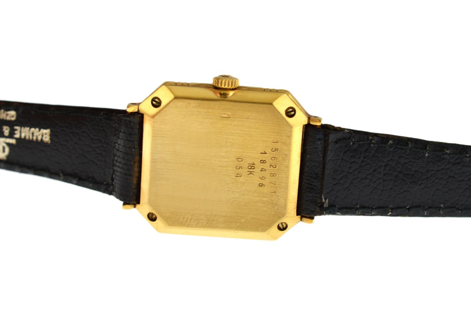 Ladies' Vintage Baume & Mercier 18496 18 Karat Gold Diamond Quartz Watch In Excellent Condition For Sale In New York, NY