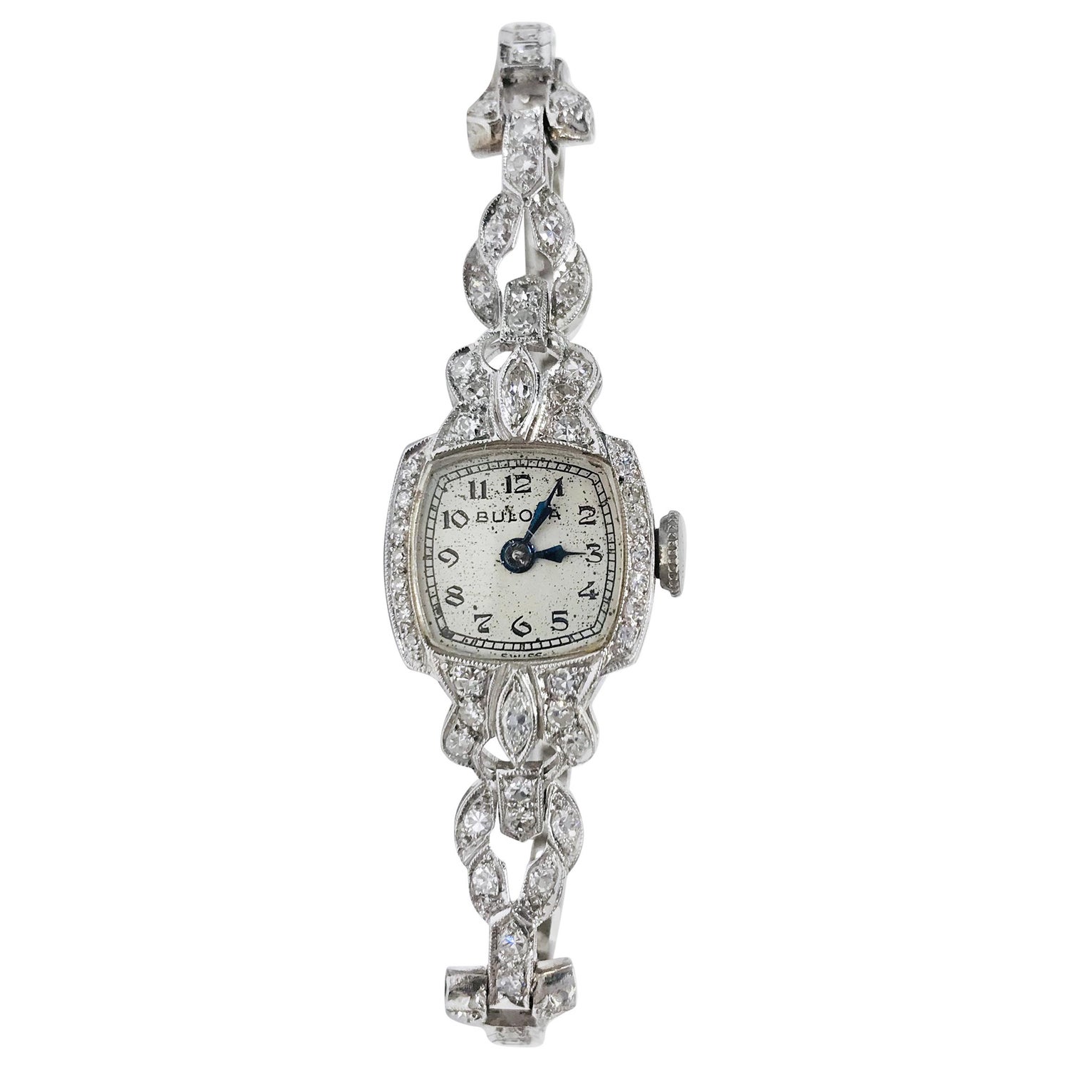 Ladies Vintage Bulova Platinum Diamond Watch Circa 1930s For Sale At 1stdibs