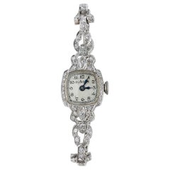 Bulova Ladies Platinum Diamond Bracelet Watch, Circa 1930s