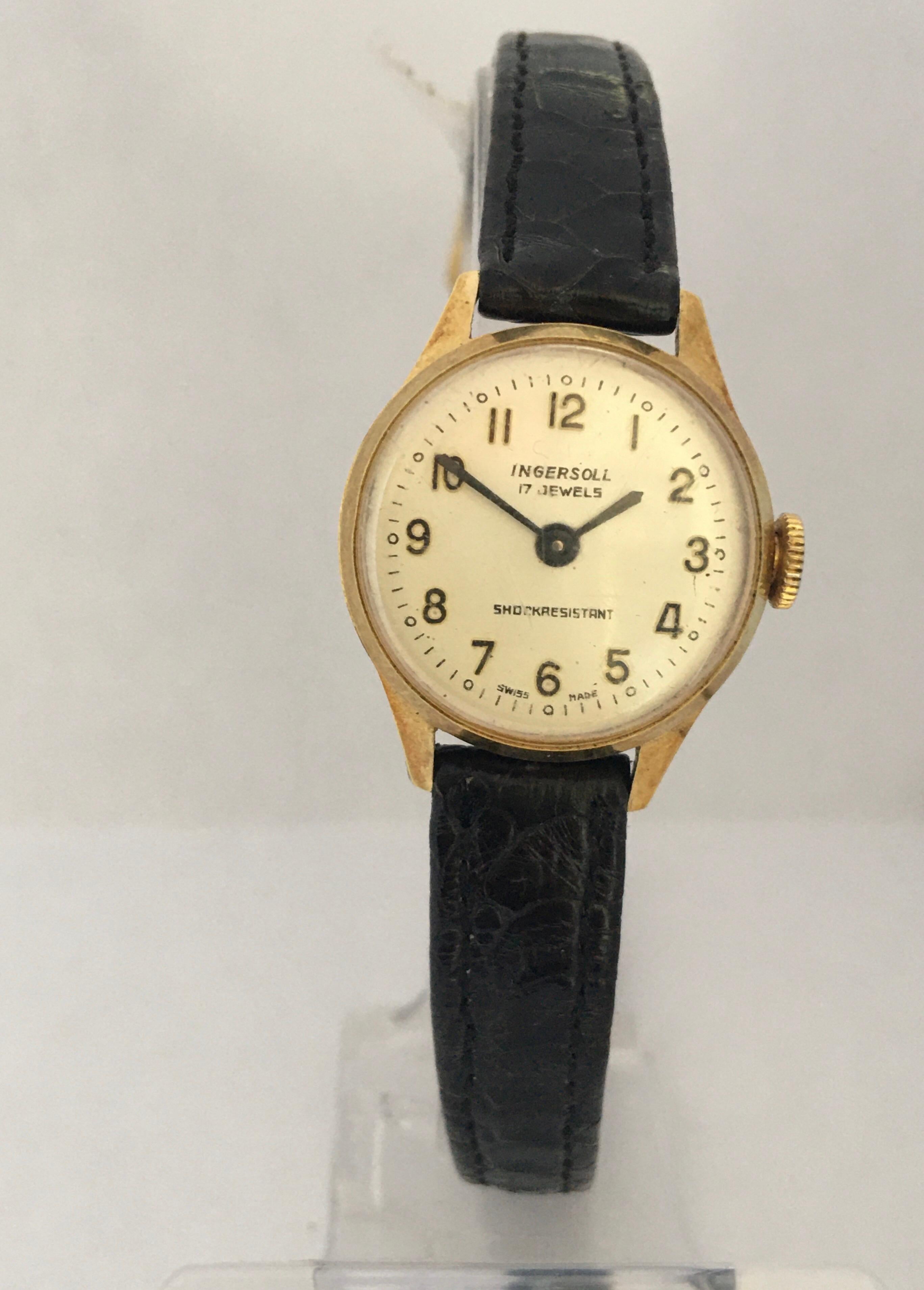 Damen Vintage vergoldete Ingersoll Mechanische Uhr 6