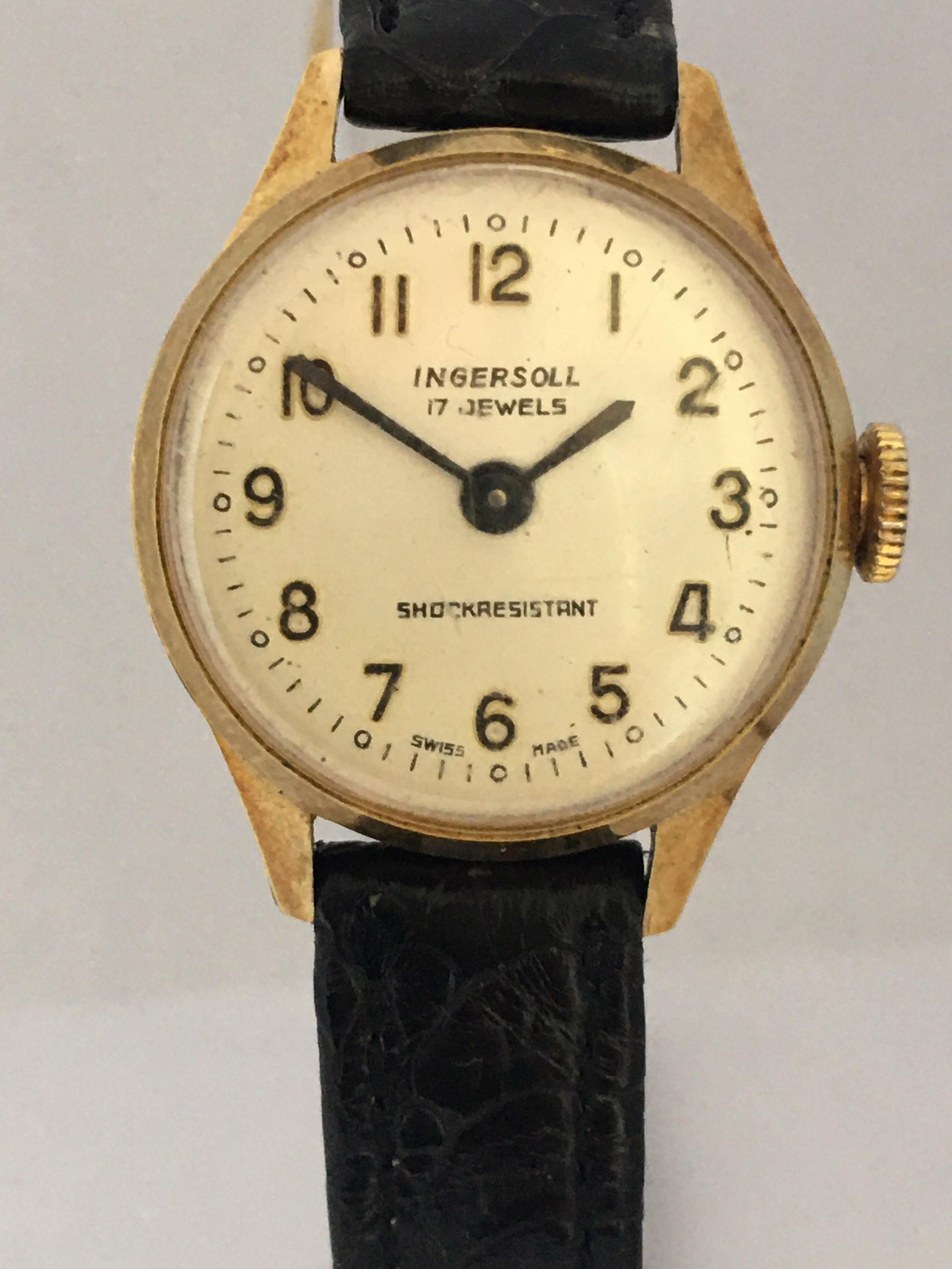 Damen Vintage vergoldete Ingersoll Mechanische Uhr 8