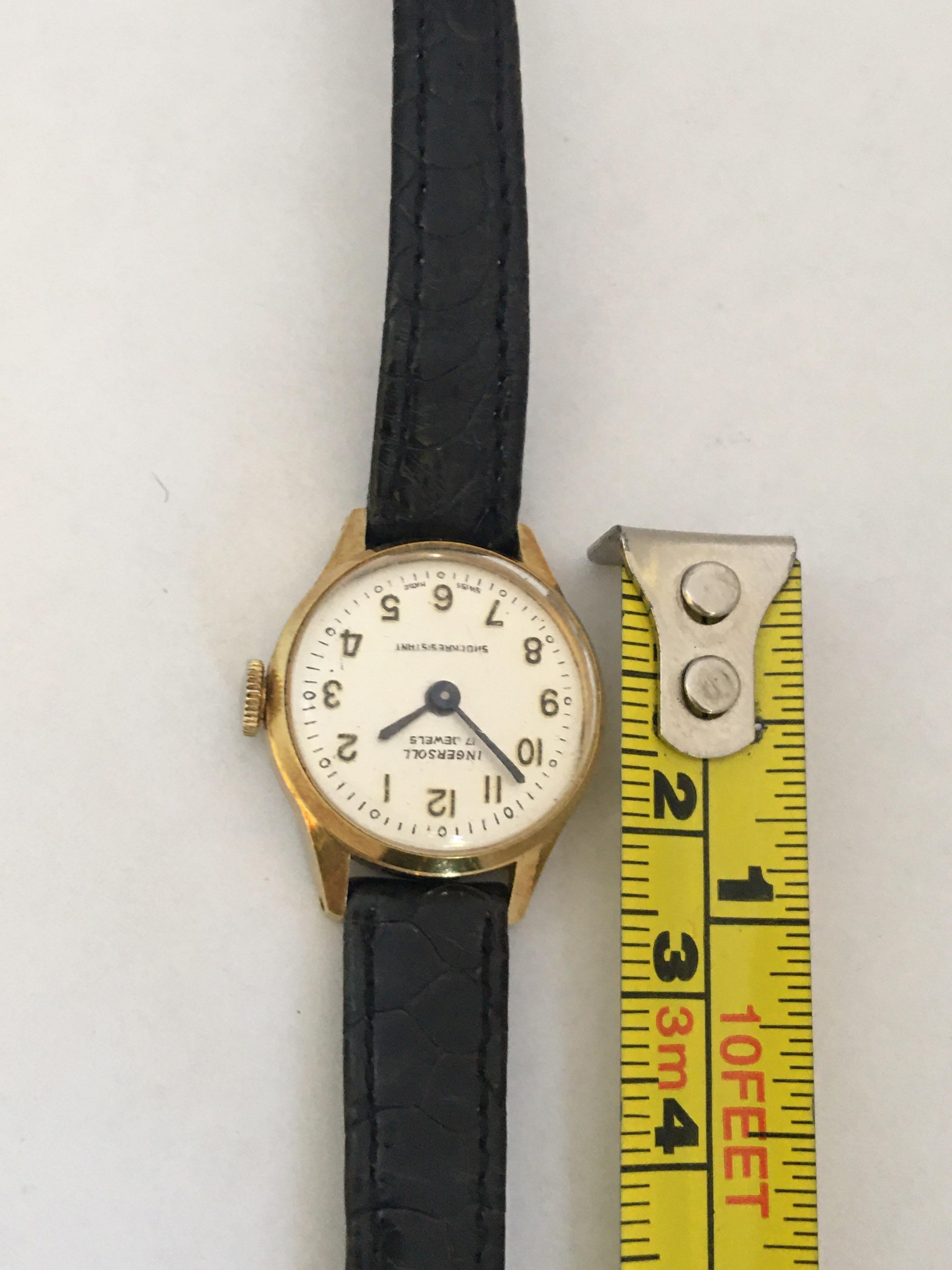 Damen Vintage vergoldete Ingersoll Mechanische Uhr 4