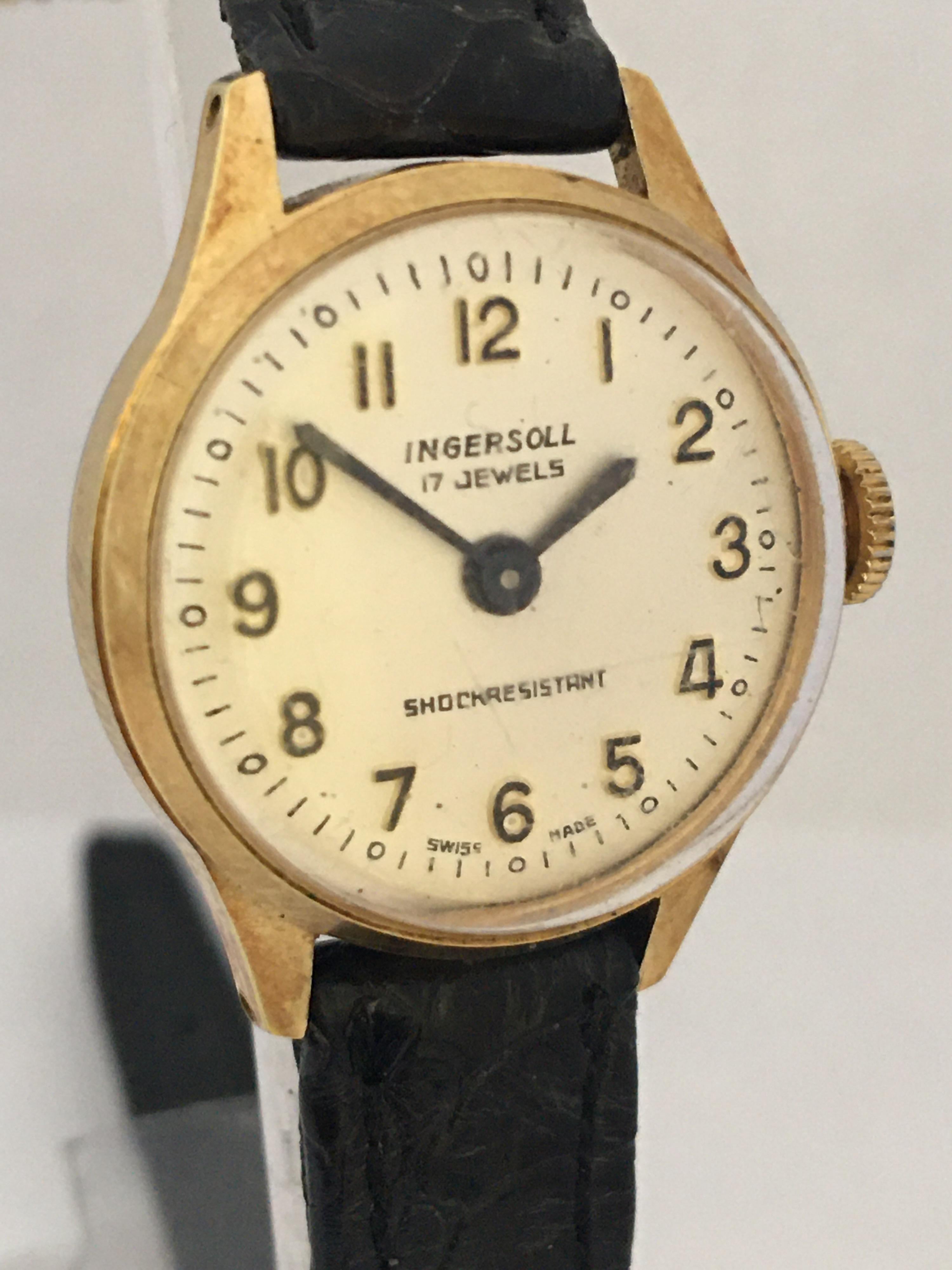 Damen Vintage vergoldete Ingersoll Mechanische Uhr 5