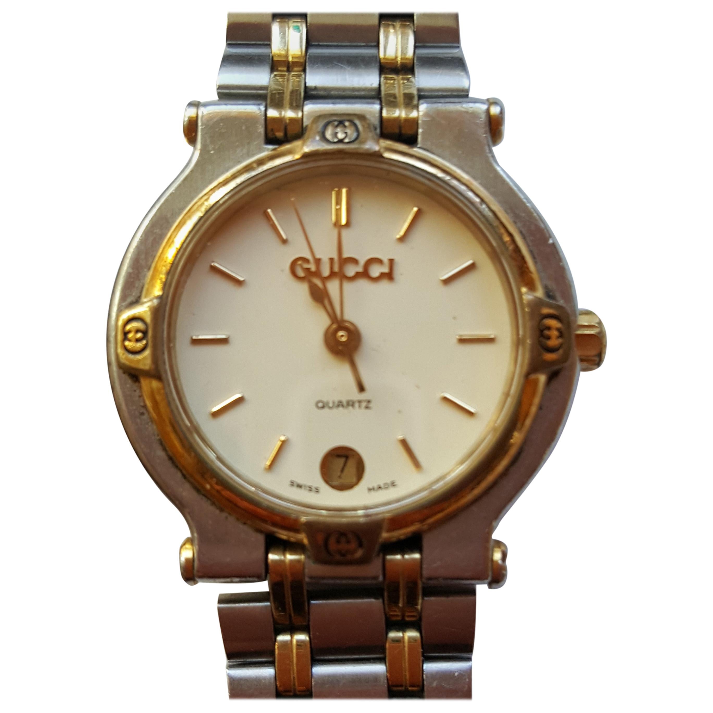 Ladies Vintage Gucci 9000L Watch Stainless Steel with Gold Plating, Quartz  at 1stDibs