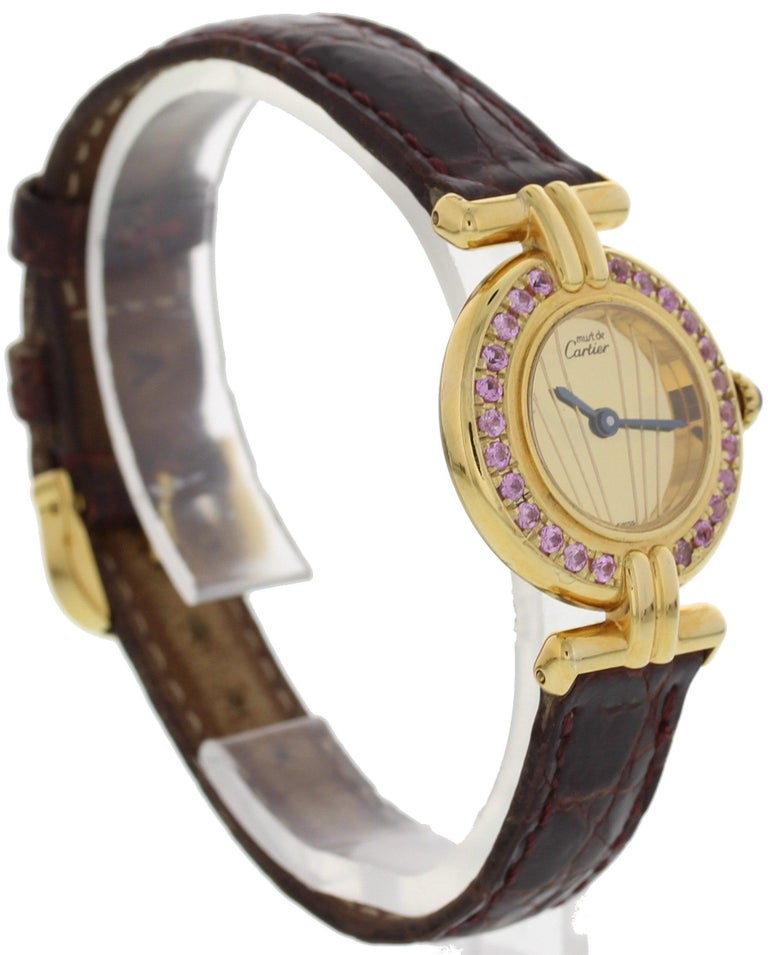Ladies Vintage Must De Cartier Argent And Pink Sapphire 053194 For Sale At 1stdibs