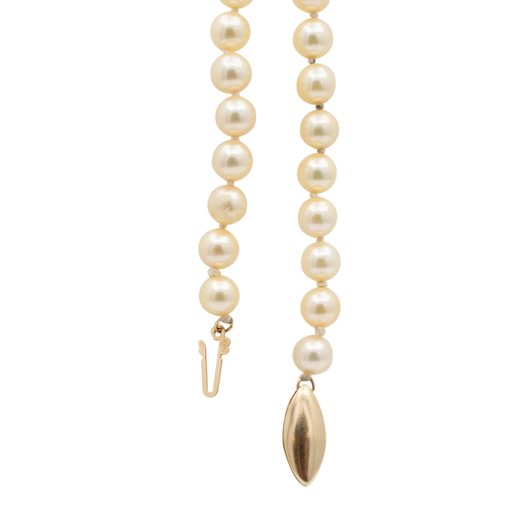 Women's Ladies Vintage Natural Pearl Beads Cocktail Chain Necklace With 14K Yellow Gold For Sale