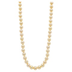 Ladies Vintage Natural Pearl Beads Cocktail Chain Necklace With 14K Yellow Gold