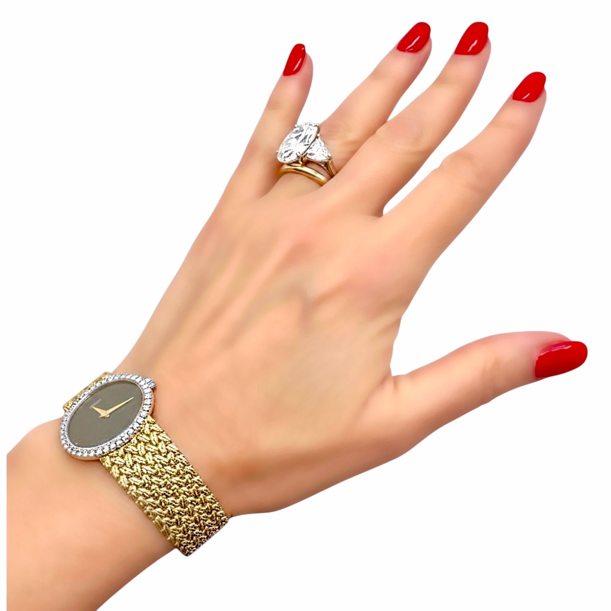 Montre-bracelet Piaget Vintage Ultra-Thin Gold Diamond and Onyx pour dames en vente 4