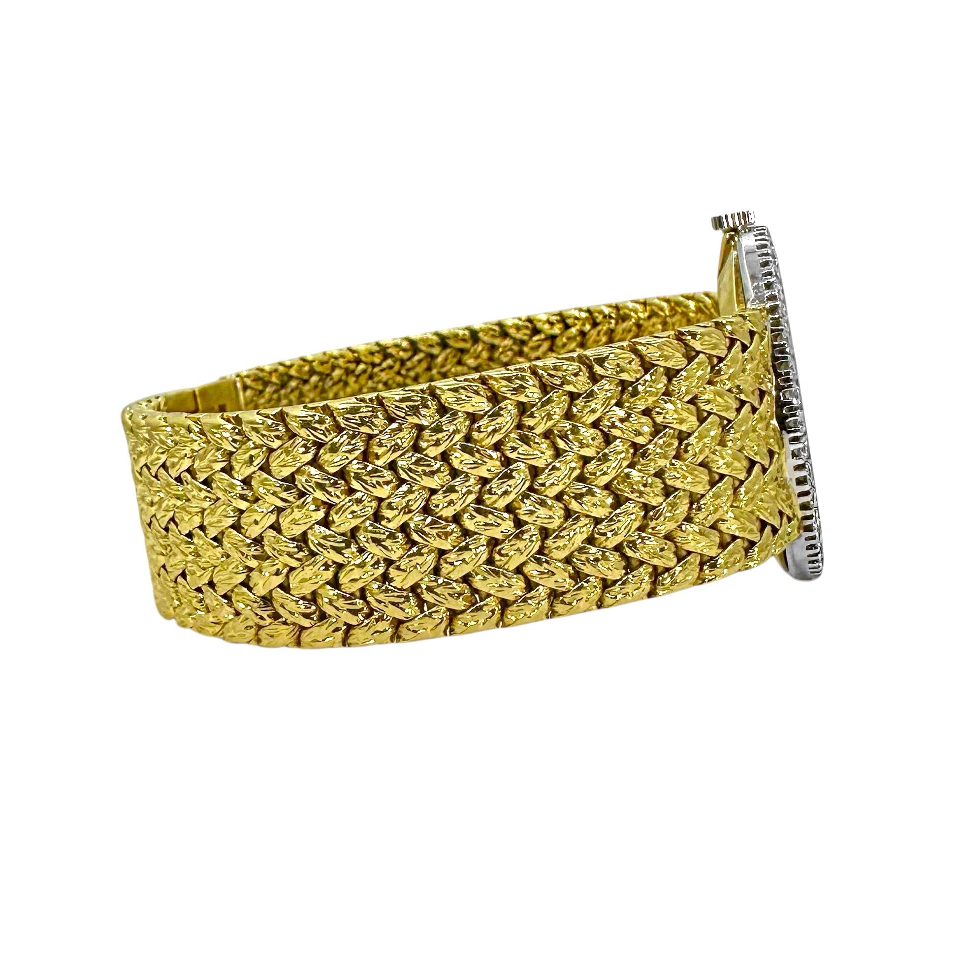 Taille brillant Montre-bracelet Piaget Vintage Ultra-Thin Gold Diamond and Onyx pour dames en vente