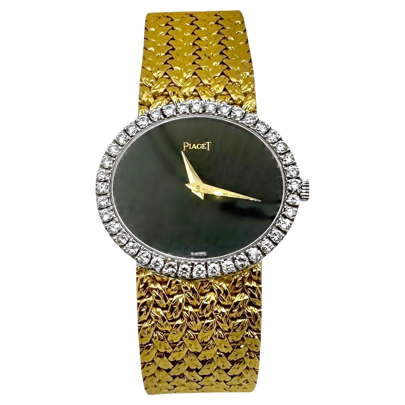 Orologio da polso vintage da donna Piaget Ultra-Sottile in oro con diamanti e onice