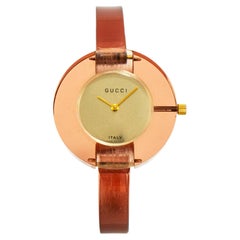 Ladies Vintage Pink Gucci Lucite 35MM Bangle Manual Wind Watch