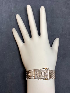 Ladies Vintage Platinum Geneva .60 Carat Natural Diamonds Cocktail Pop-Up Watch