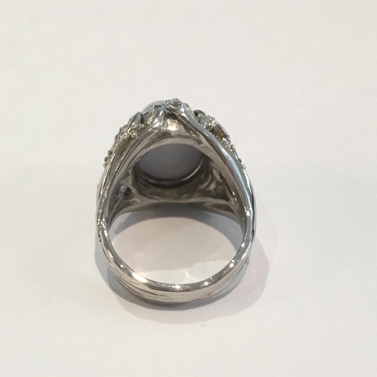 Ladies Vintage Platinum Natural Grey/Blue Star Sapphire ...