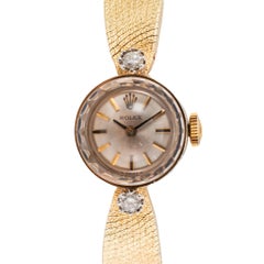 Ladies Vintage Rolex Orchid Cocktail 15MM Diamond 14K Yellow Gold Manual Watch