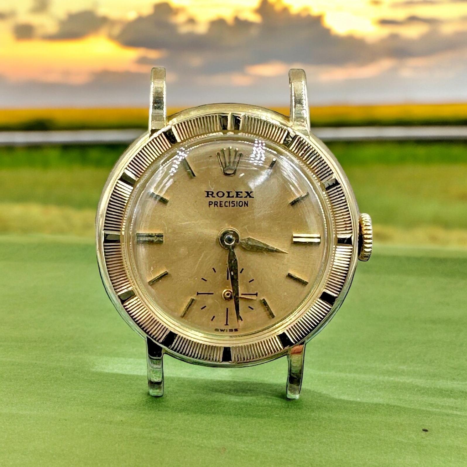 Ladies vintage Rolex yellow gold wristwatch, circa 1950s.

The Ladies Vintage Rolex Yellow Gold Wristwatch, Circa 1950s is rare and highly collectable.  With its engine turned bezel and yellow gold case, this Rolex is a timeless piece of elegance