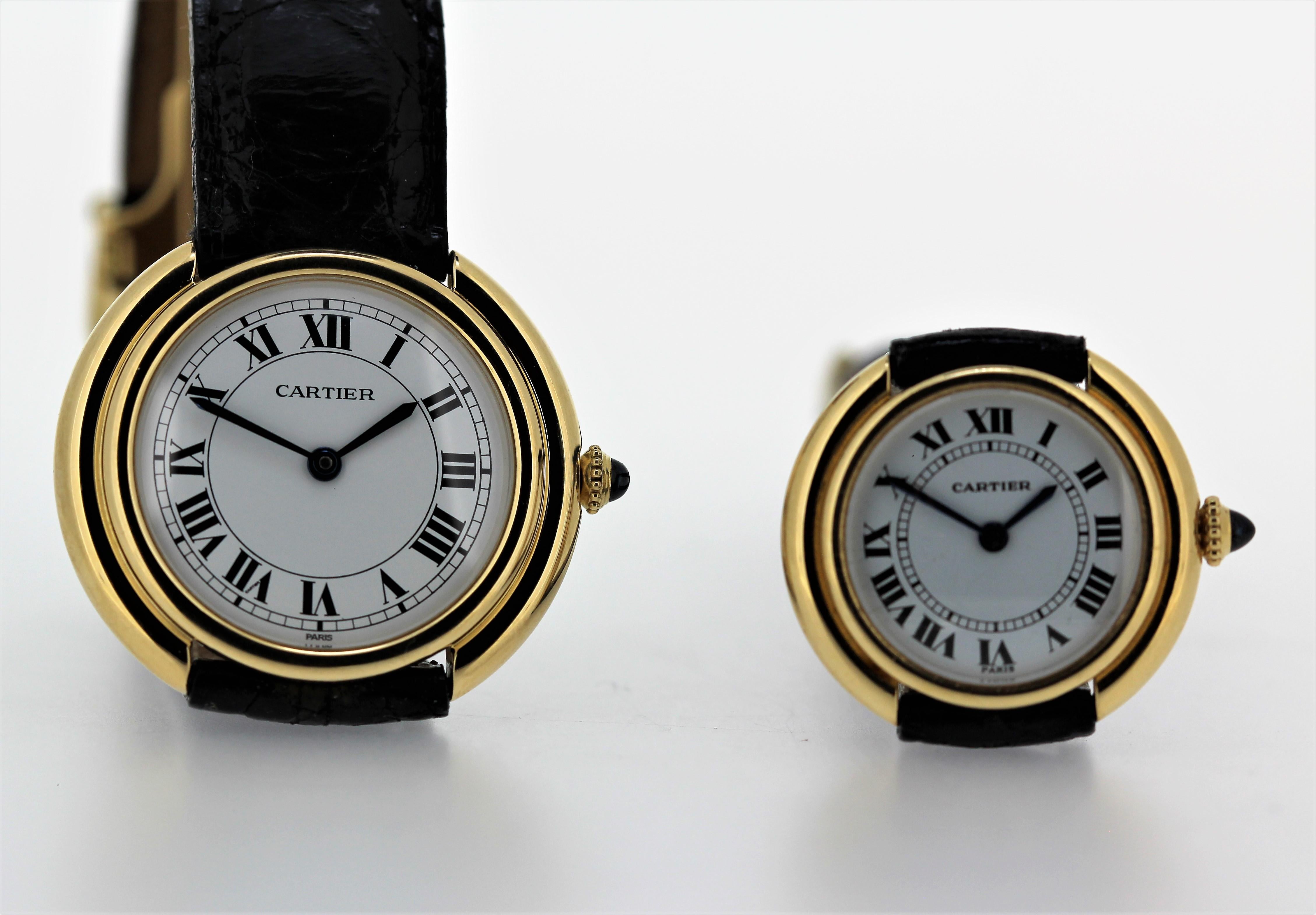 Cartier Paris Vendome Uhr, Handaufzug mit Handaufzug. Wahl zwischen schwarz oder römisch  (Moderne) im Angebot
