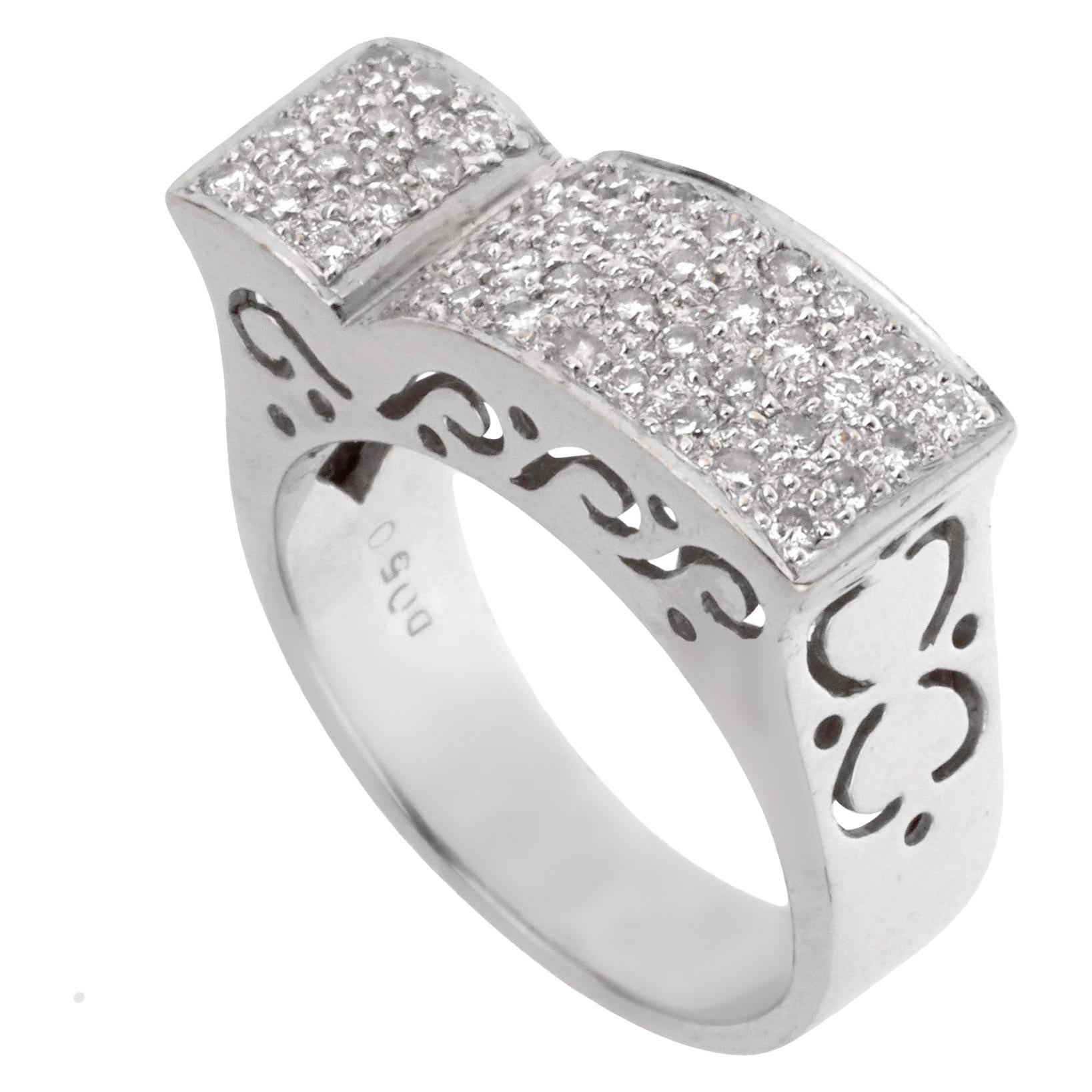 Ladies White Gold Diamond Cocktail Ring For Sale