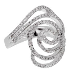 Ladies White Gold Diamond Swirl Cocktail Ring