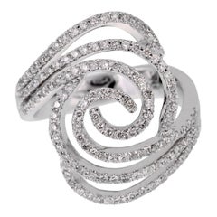 Anello da cocktail con diamanti a spirale in oro bianco da donna