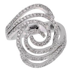 Ladies White Gold Diamond Swirl Cocktail Ring Sz 6 1/4
