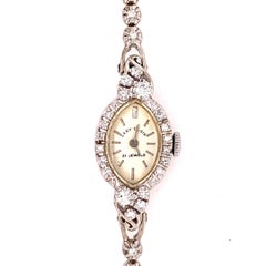 Ladies White Gold Elgin 1 Carat Natural Colorless Diamond Manual Cocktail Watch