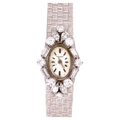 Ladies White Gold Movado 2 Carat Natural Colorless Diamond Manual Cocktail Watch