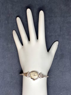 Ladies White Gold Omega 1.25 Carat Natural Diamond Manual Cocktail Vintage Watch