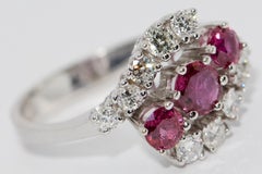 Ladies White Gold Ring with Rubies and Diamonds