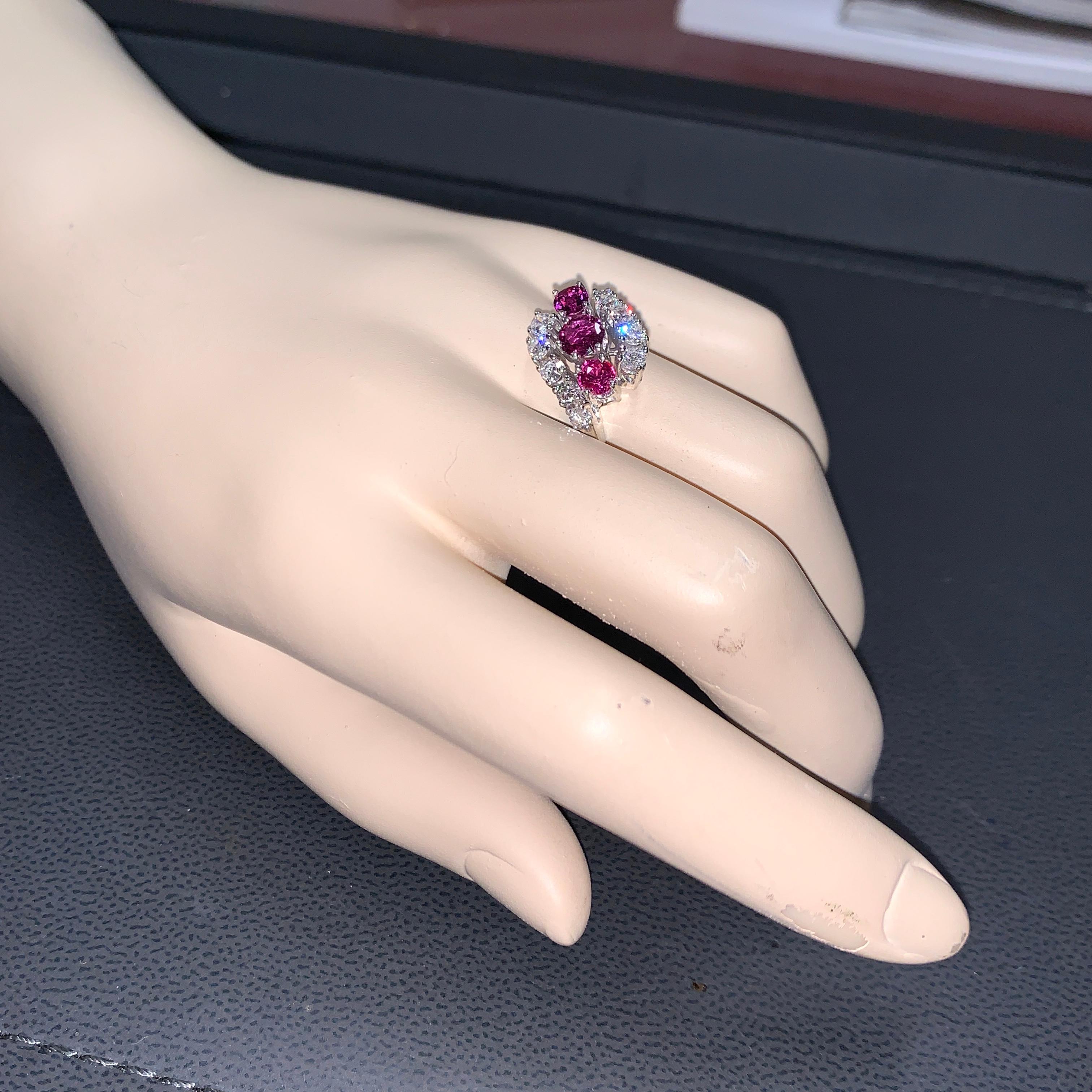 Women's or Men's Ladies White Gold Ring with Rubies and Diamonds For Sale