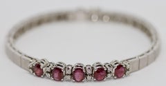 Ladies White Gold Tennis Bracelet with Rubies and Diamonds