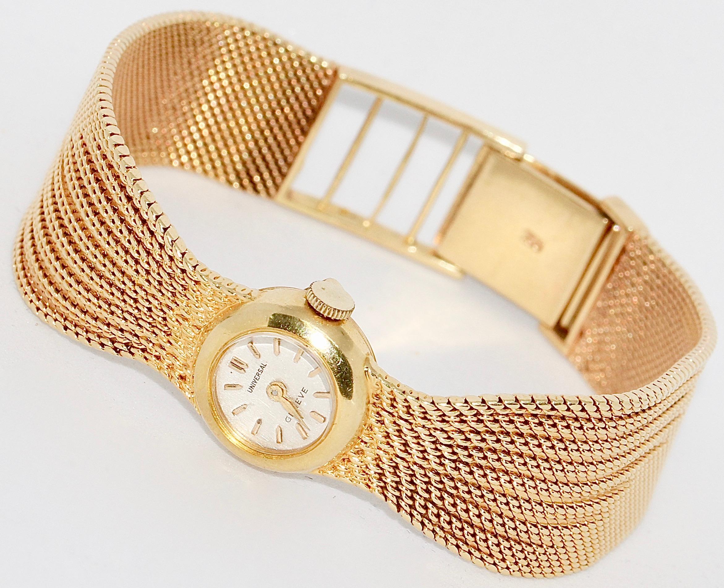 Women's Ladies Wristwatch, Universal Genève, 18 Karat Gold with Diamonds For Sale