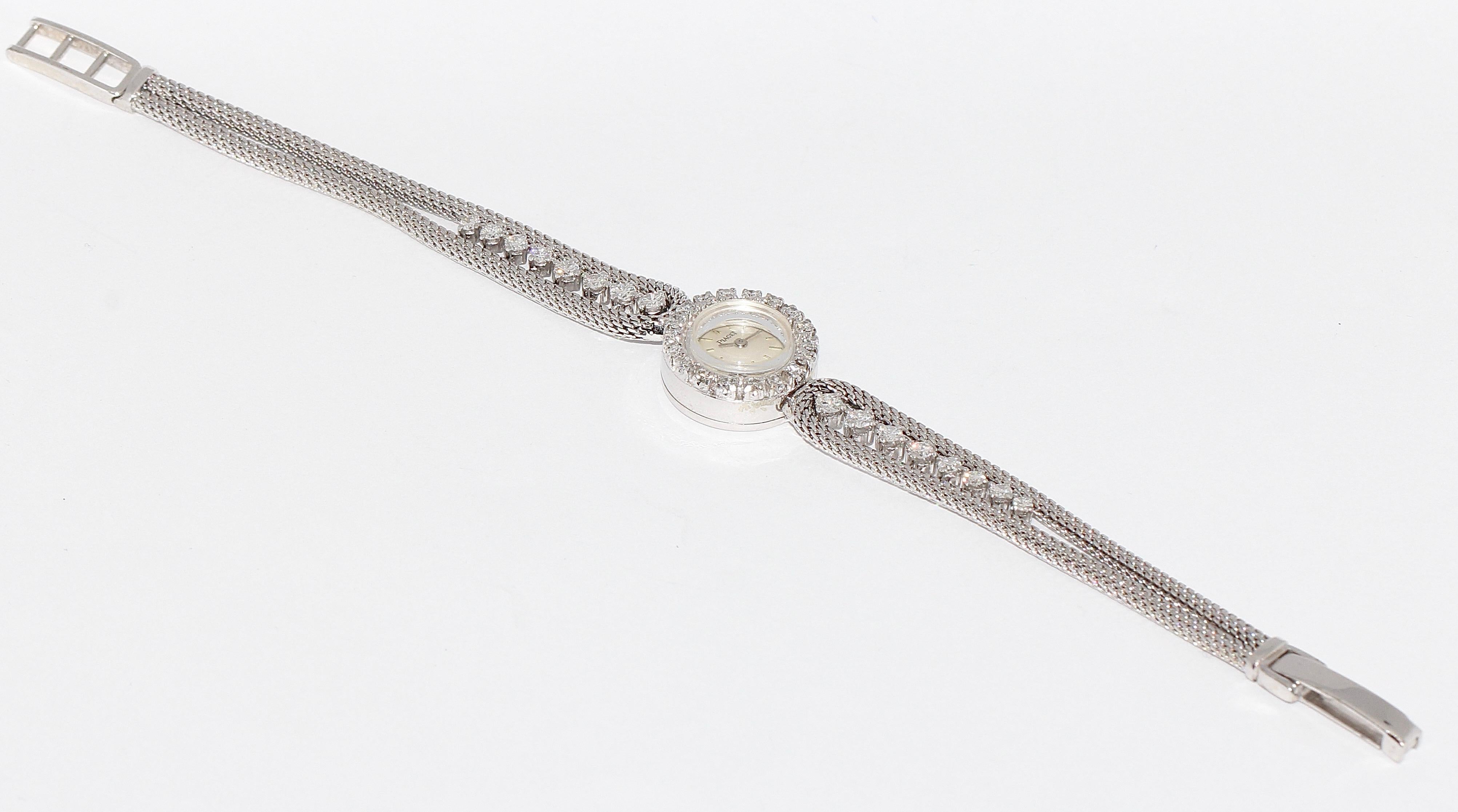 Ladies Wristwatch by Piaget, 18 Karat White Gold with Diamonds 8