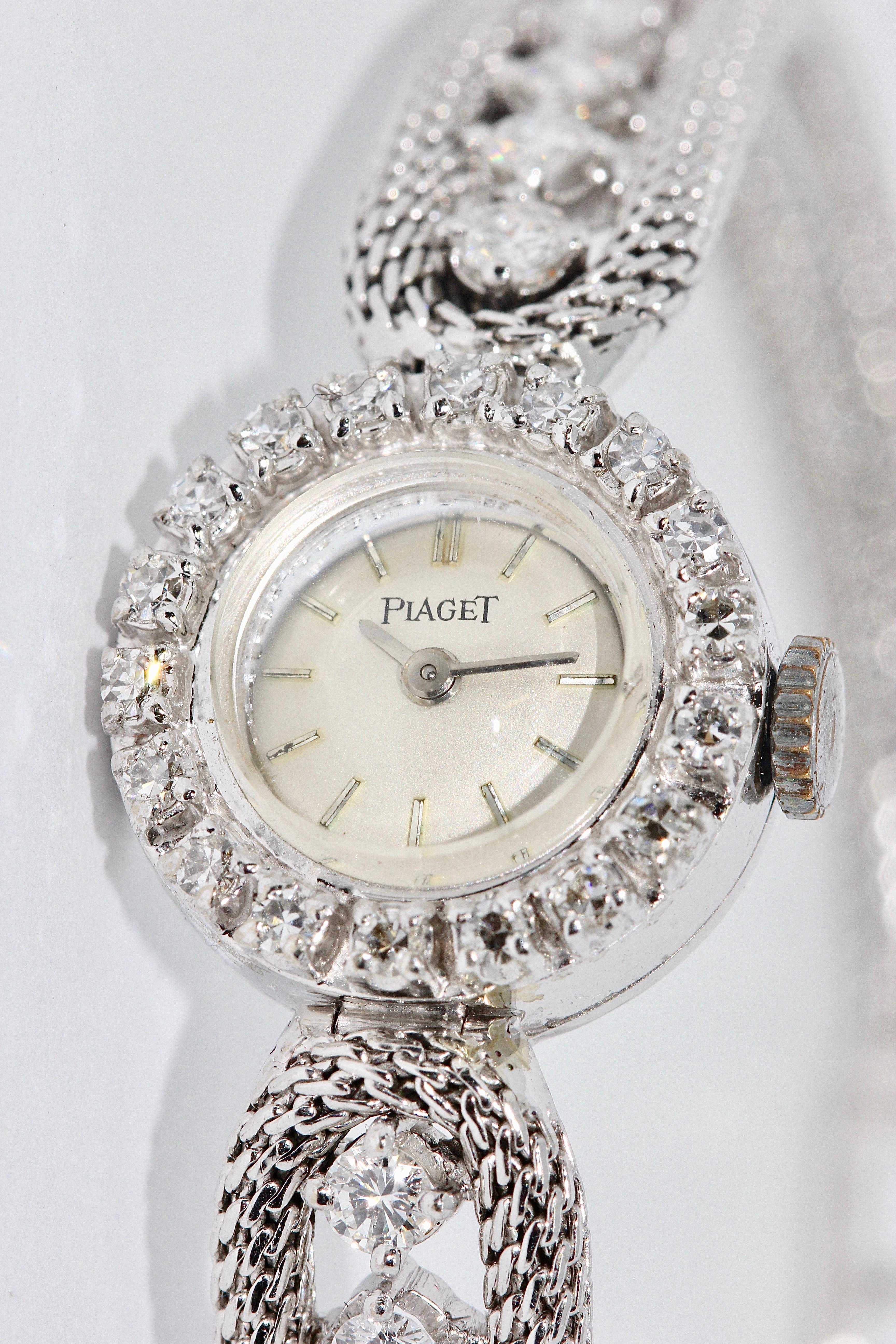 Ladies Wristwatch by Piaget, 18 Karat White Gold with Diamonds 1