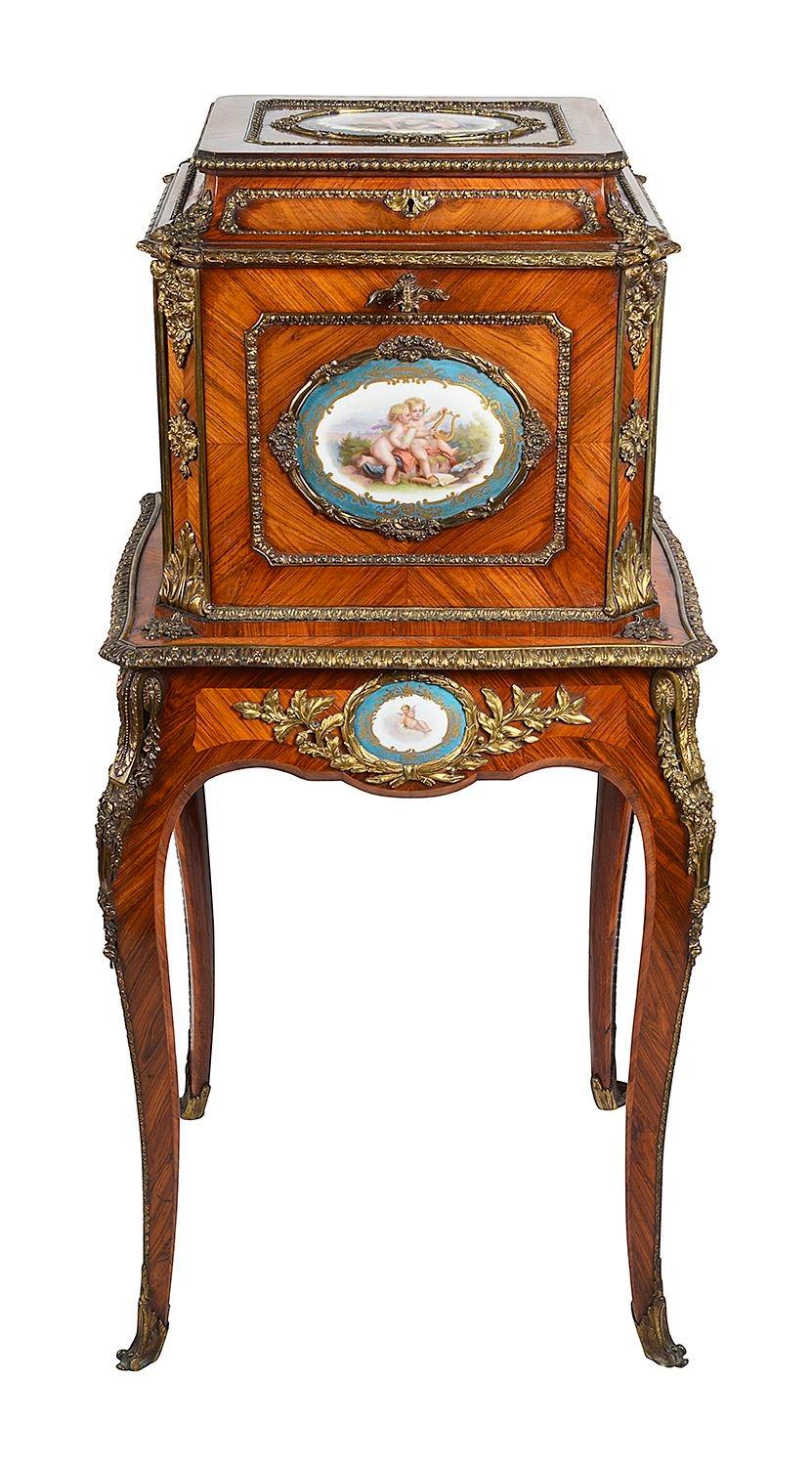 Louis XV Ladies writing, jewellery cabinet, French, circa 1890 For Sale