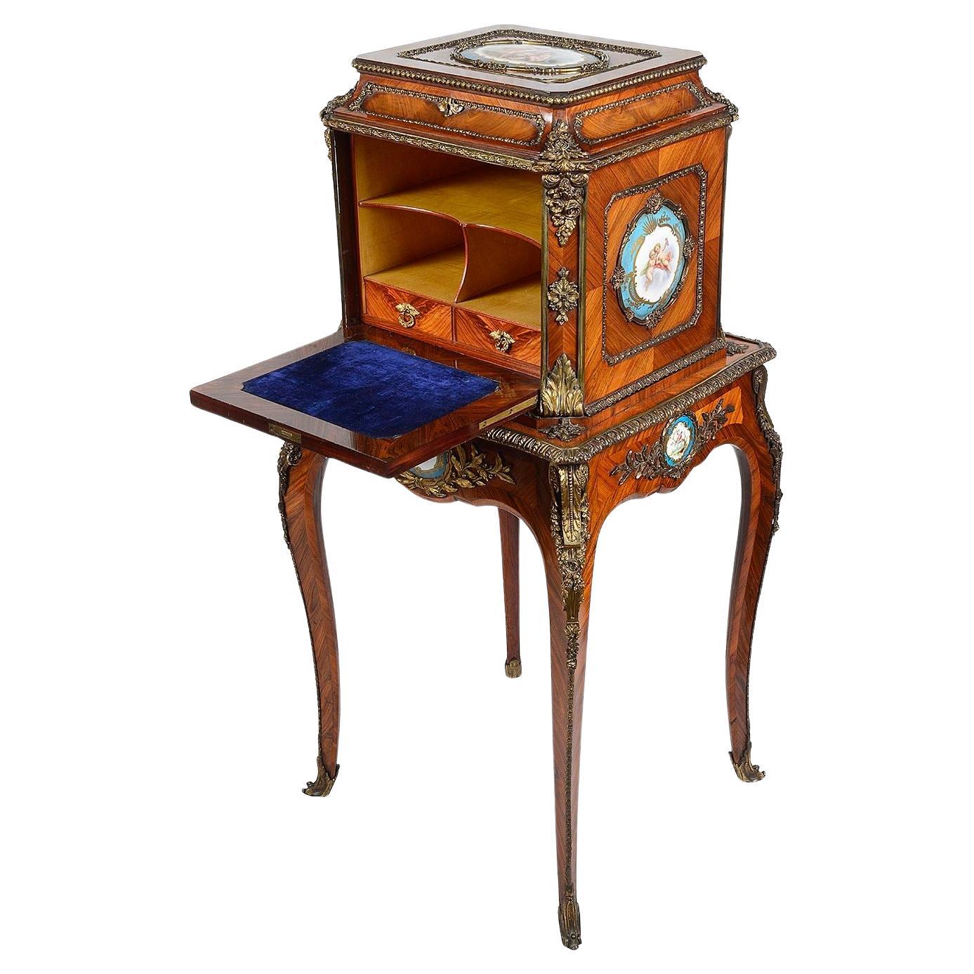 Ladies writing, jewellery cabinet, French, circa 1890 For Sale