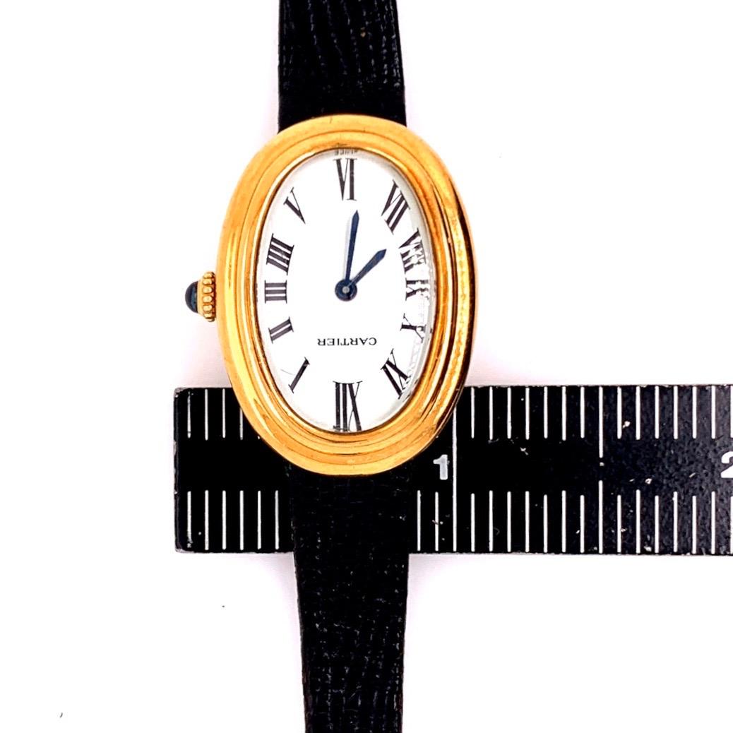 Ladies Yellow Gold Cartier White Baignoire Paris Mechanical Watch Box and Buckle 3