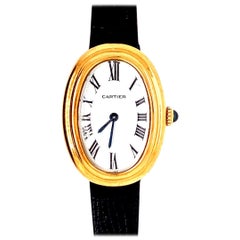 Cartier Montre Baignoire Paris mécanique en or jaune avec boucle et boîte, pour femmes